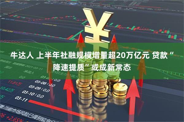 牛达人 上半年社融规模增量超20万亿元 贷款“降速提质”或成新常态